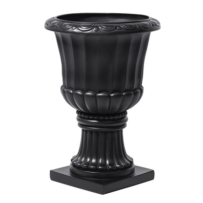 Large-Capacity European Pedestal Urn Outdoor Garden Planter - Black