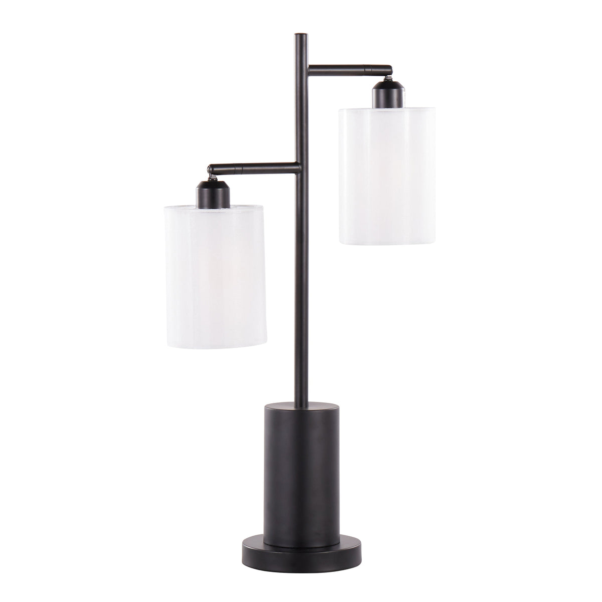 Cannes Contemporary Table Lamp with Adjustable White Shades – Black Metal