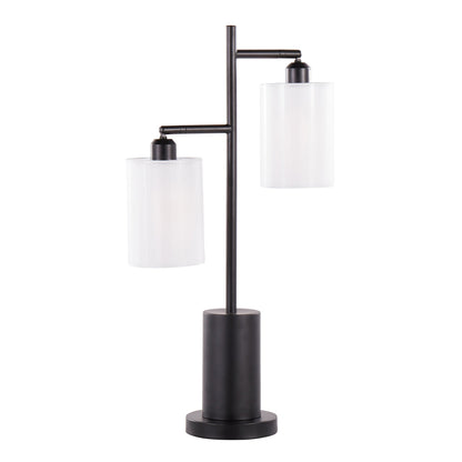 Cannes Contemporary Table Lamp with Adjustable White Shades – Black Metal