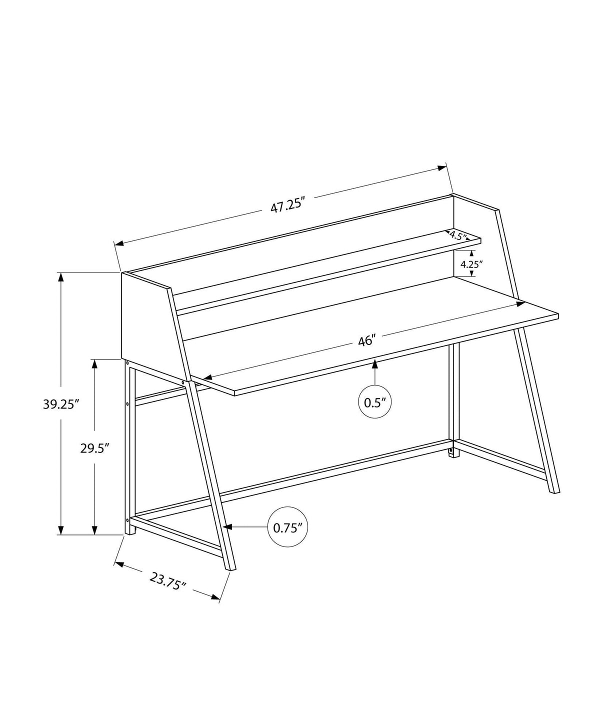 Marble Look Computer Desk with Storage Shelves - Multiple Colors