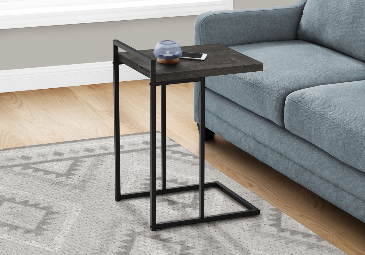 C-Shaped Accent Table with Metal Base - Versatile Wood-Look Top