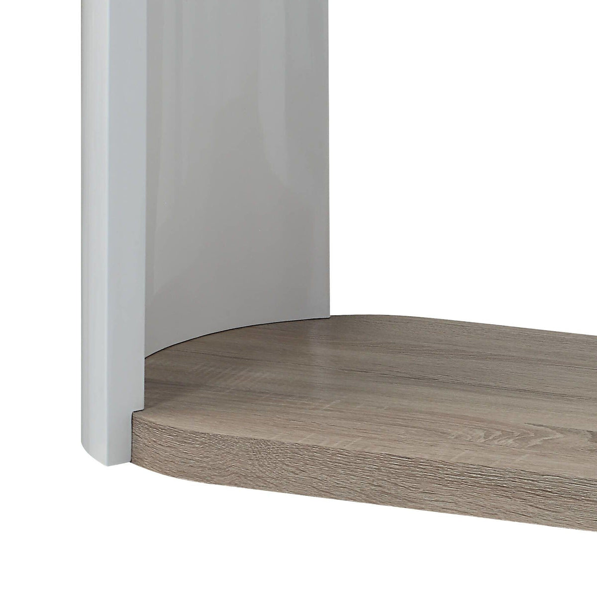 Zoma High Gloss Sofa Table with Storage Shelf - Oak / White
