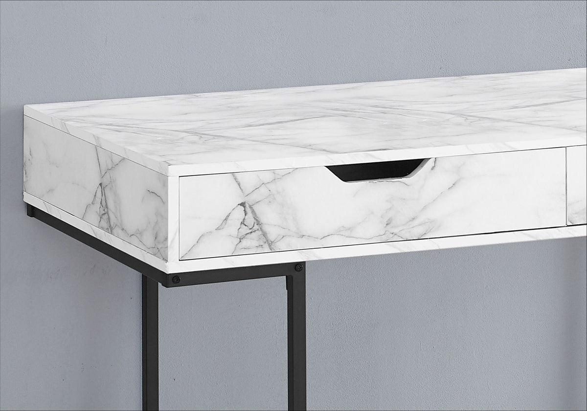 Contemporary Computer Desk with Storage Drawers - Stone-Look Finish