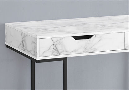 Contemporary Computer Desk with Storage Drawers - Stone-Look Finish