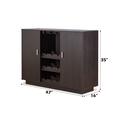 Hazen Wine Cabinet II with Stemware Rack - Espresso