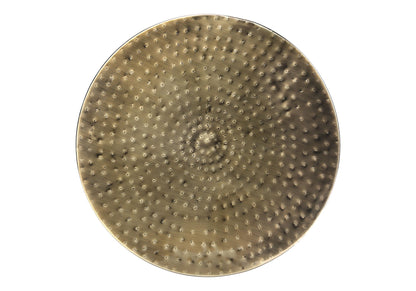 Drum Accent Side Table with Hammered Metal Finish - Dark Gray or Gold