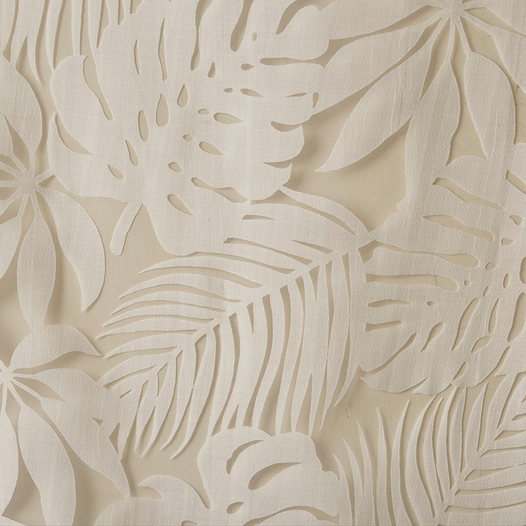 Palm Leaf Burnout Sheer Window Curtain with Palm Leaf Design - Natural