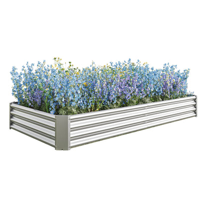 Metal Raised Garden Bed Kit with Anti-Rust Coating - Silver