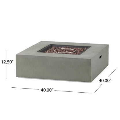 Modern 50,000 BTU Square Fire Table with Propane Tank - Gray