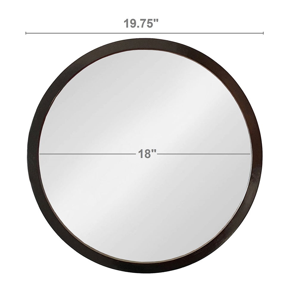 Circle Wall Mirror with Wooden Frame - Black, Light Brown, Dark Brown
