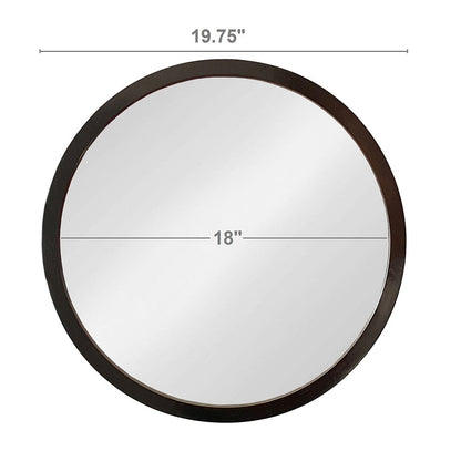 Circle Wall Mirror with Wooden Frame - Black, Light Brown, Dark Brown