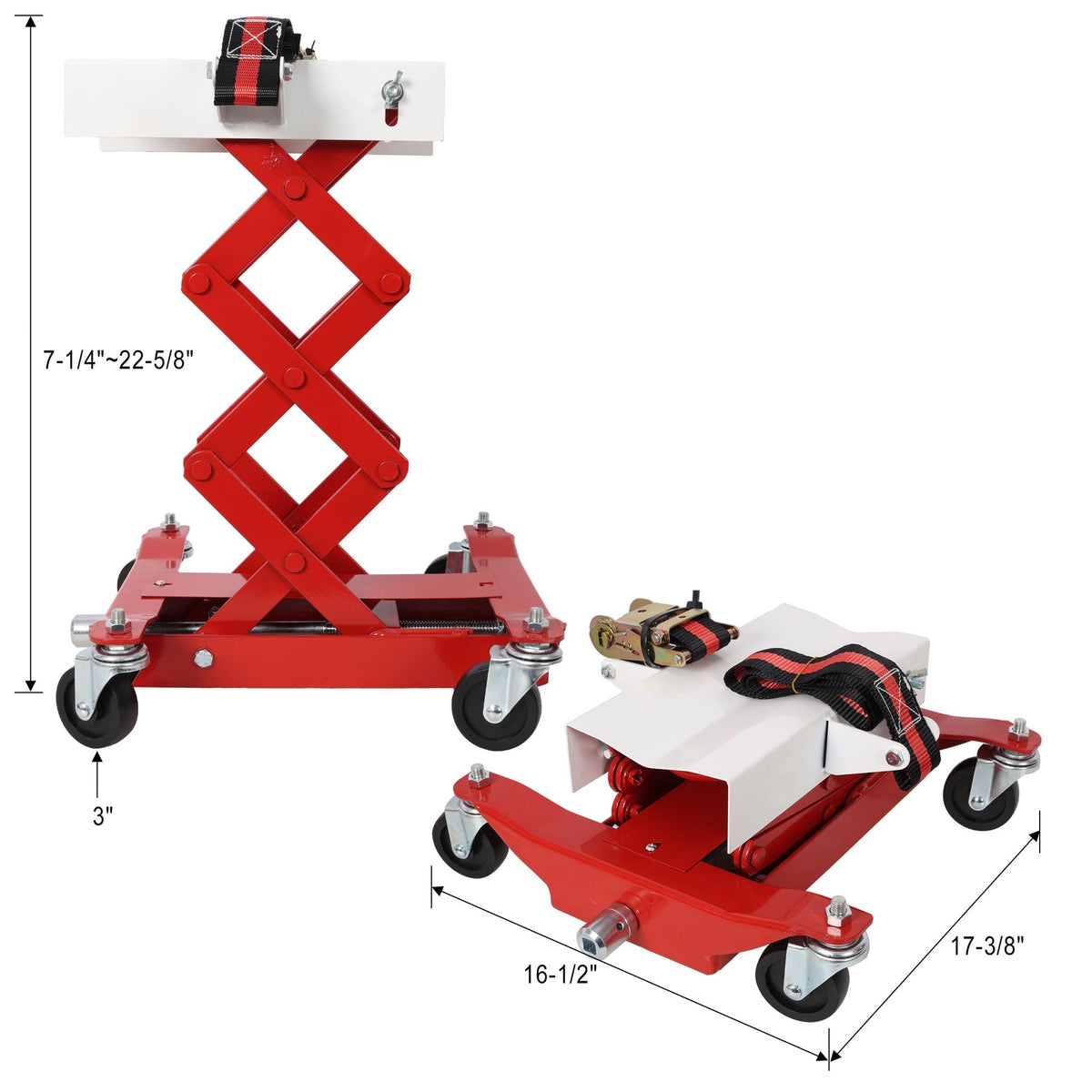 Heavy Duty Low Lift Transmission Jack with Nylon Safety Strap