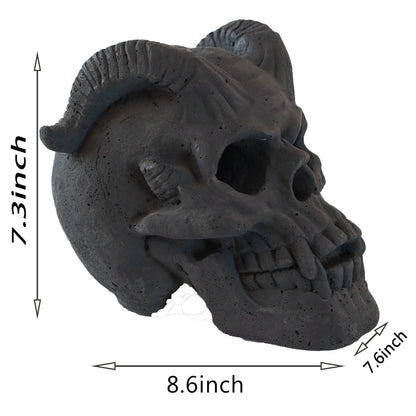 Hand-Forged Flame Skull for Fire Pits with Dramatic Flame Vents - Natural Finish