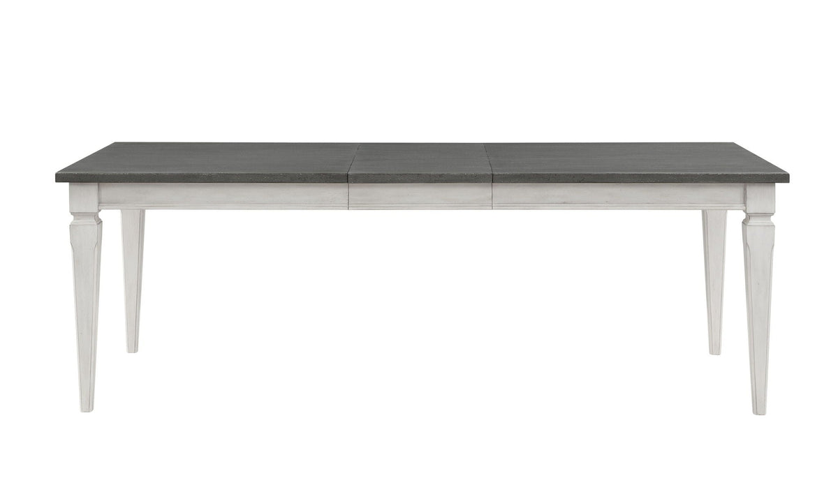 Gray and White Wood Dining Table with Leaf Extension - Katia