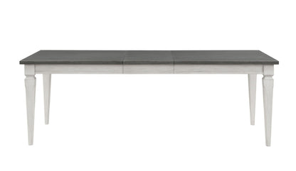 Gray and White Wood Dining Table with Leaf Extension - Katia
