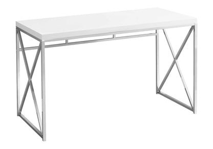 Contemporary Glossy Computer Desk with Sturdy Metal Base - Multiple Colors