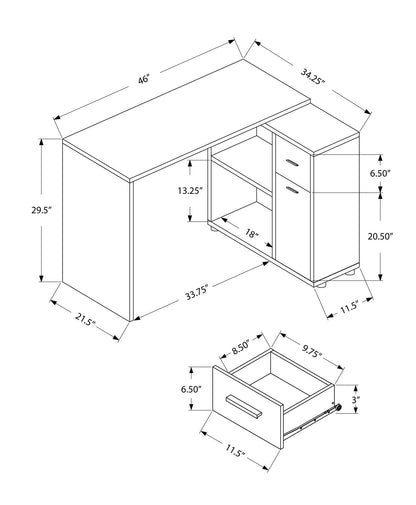 L-Shaped Computer Desk with Storage Drawers - Multiple Colors