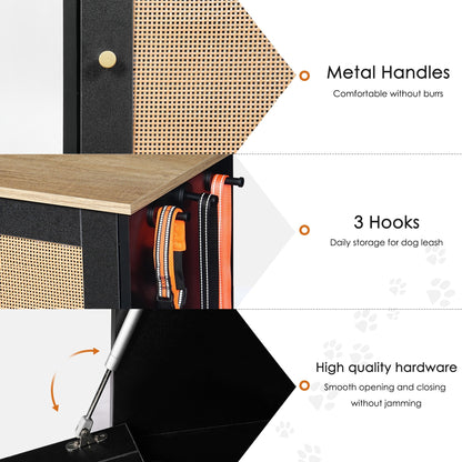 Feeding Station with 2 Lockers and Elevated Bowls - Black
