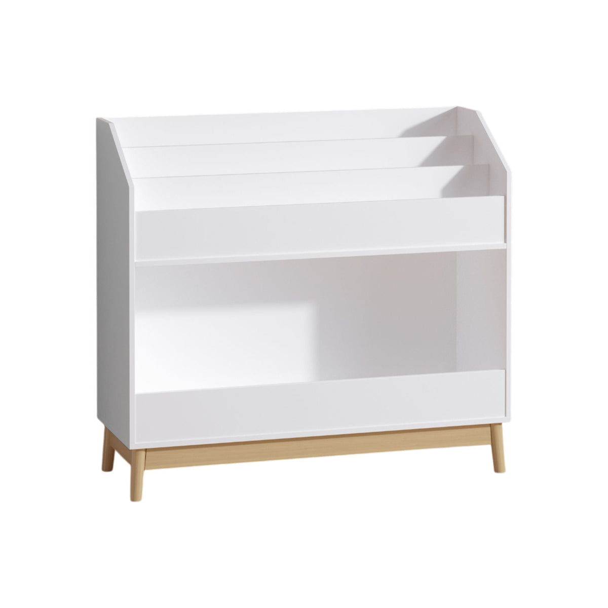 3 Tier Toddler Book Display Shelf with Storage - White