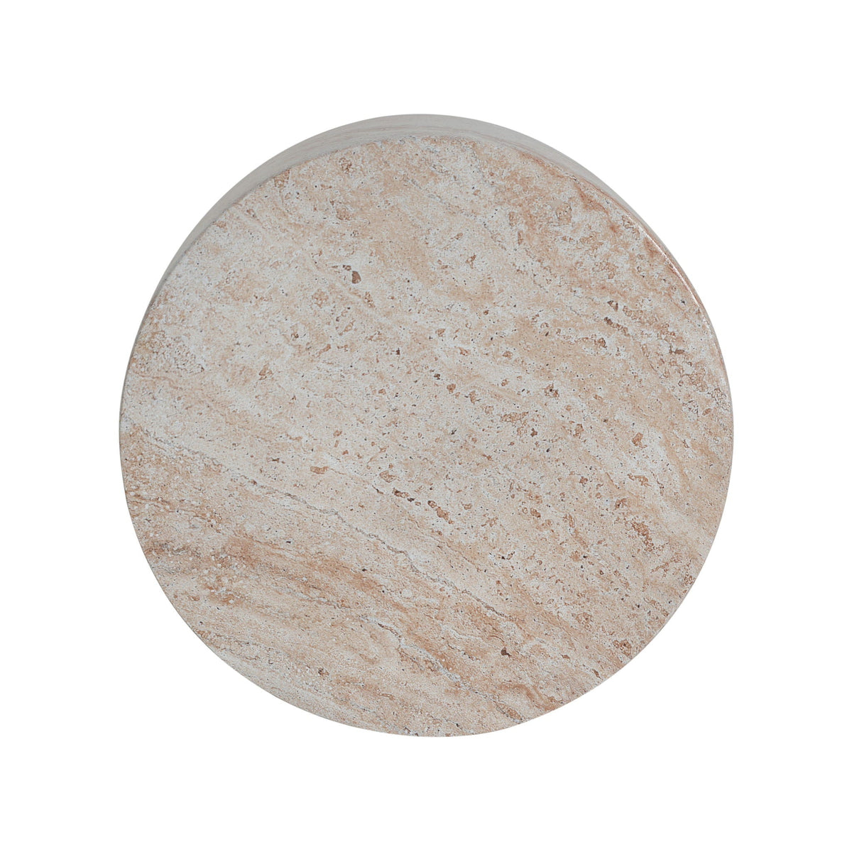 Lightweight Concrete Side Table with Travertine Finish - Beige
