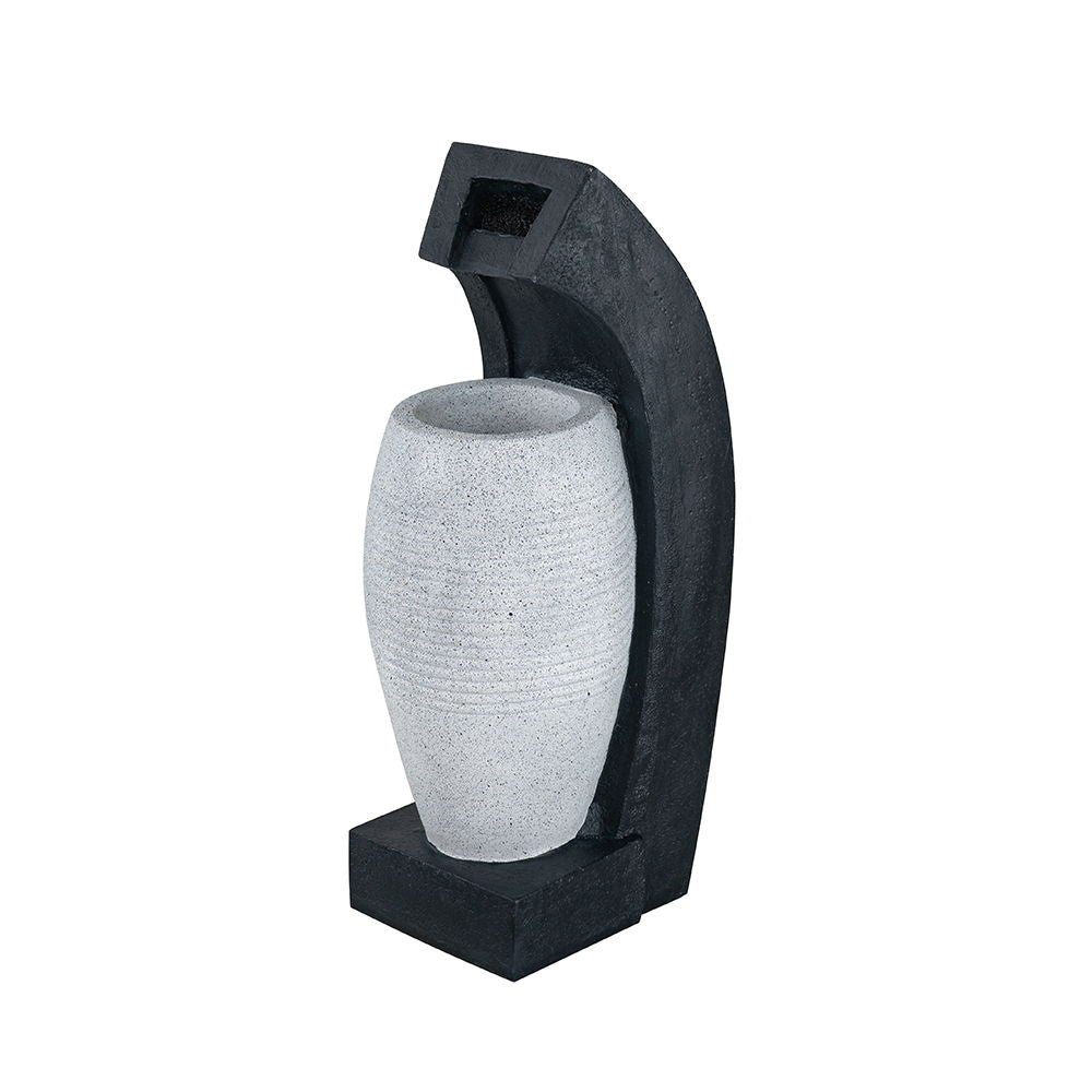 Water Fountain with Vase Design and Integrated Light & Pump - Polyresin