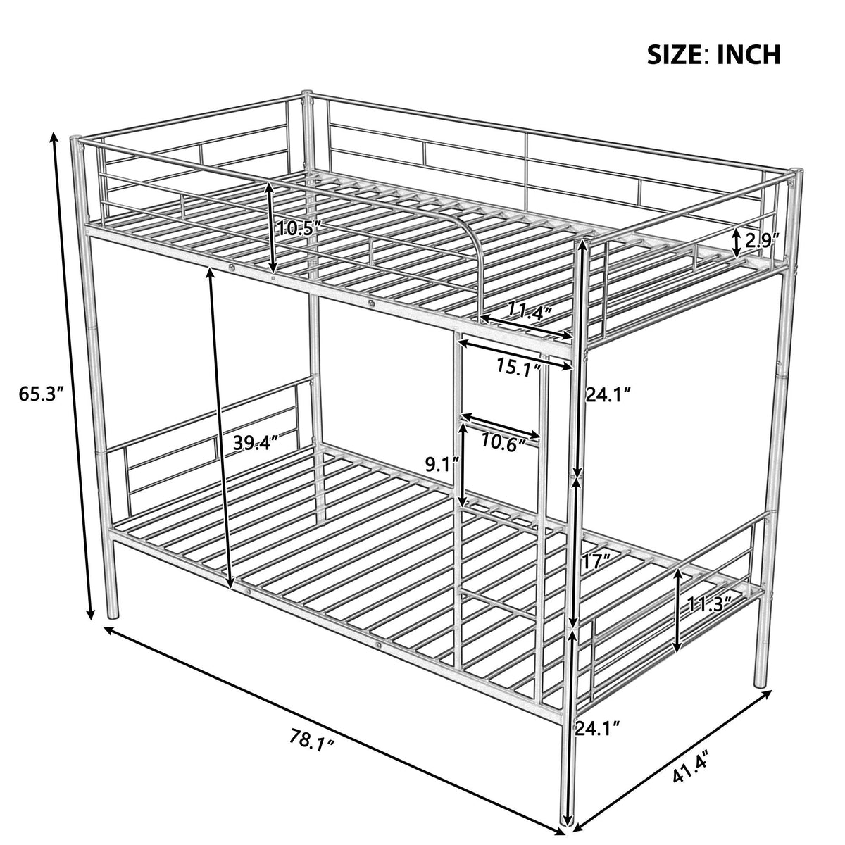 Steel Construction Bunk Bed with Convertible Design - Multiple Colors
