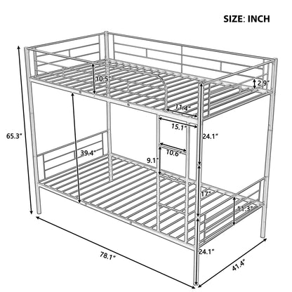 Steel Construction Bunk Bed with Convertible Design - Multiple Colors