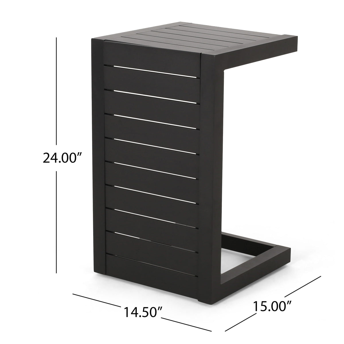 Aluminum Outdoor C-Shaped Side Table with Rust-Resistant Finish - Multiple Colors