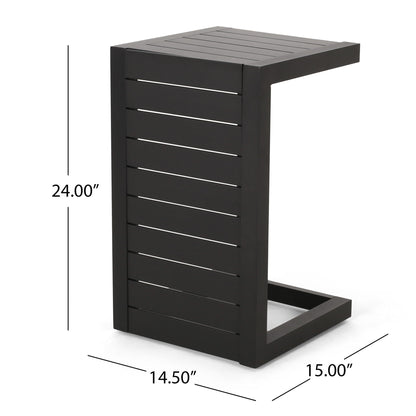 Aluminum Outdoor C-Shaped Side Table with Rust-Resistant Finish - Multiple Colors