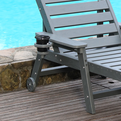 HDPE Outdoor Chaise Lounge Chair with Adjustable Backrest - Grey