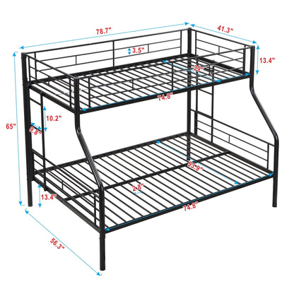 Twin Over Full Bunk Bed with Large Under-Bed Storage - Black