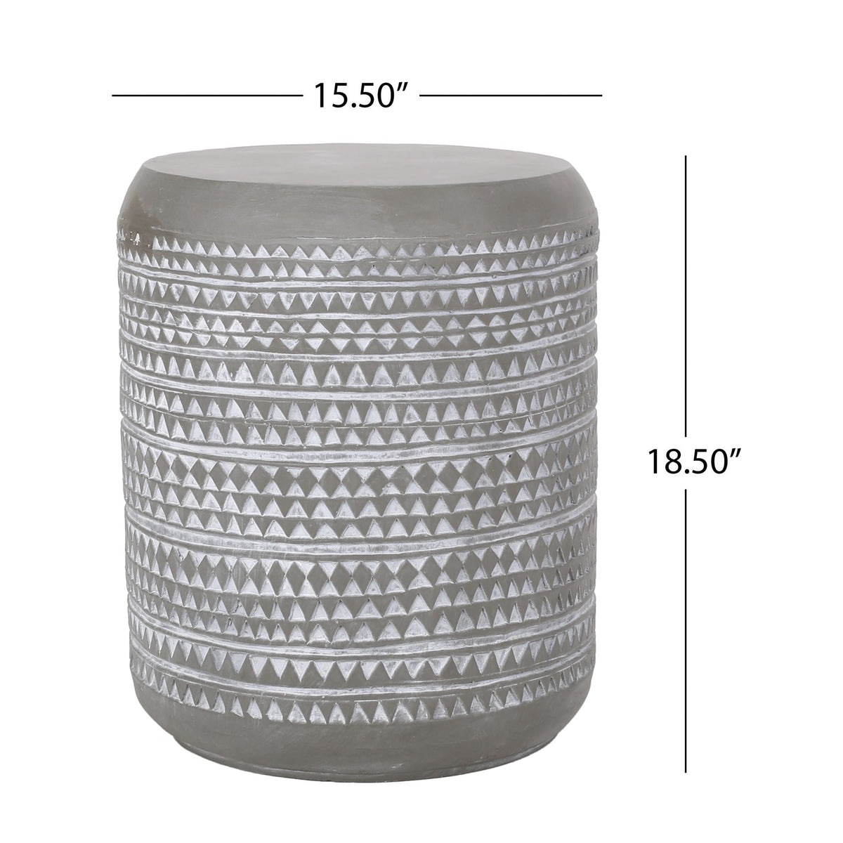 White Outdoor Side Table with Cylindrical Shape - Lightweight Concrete