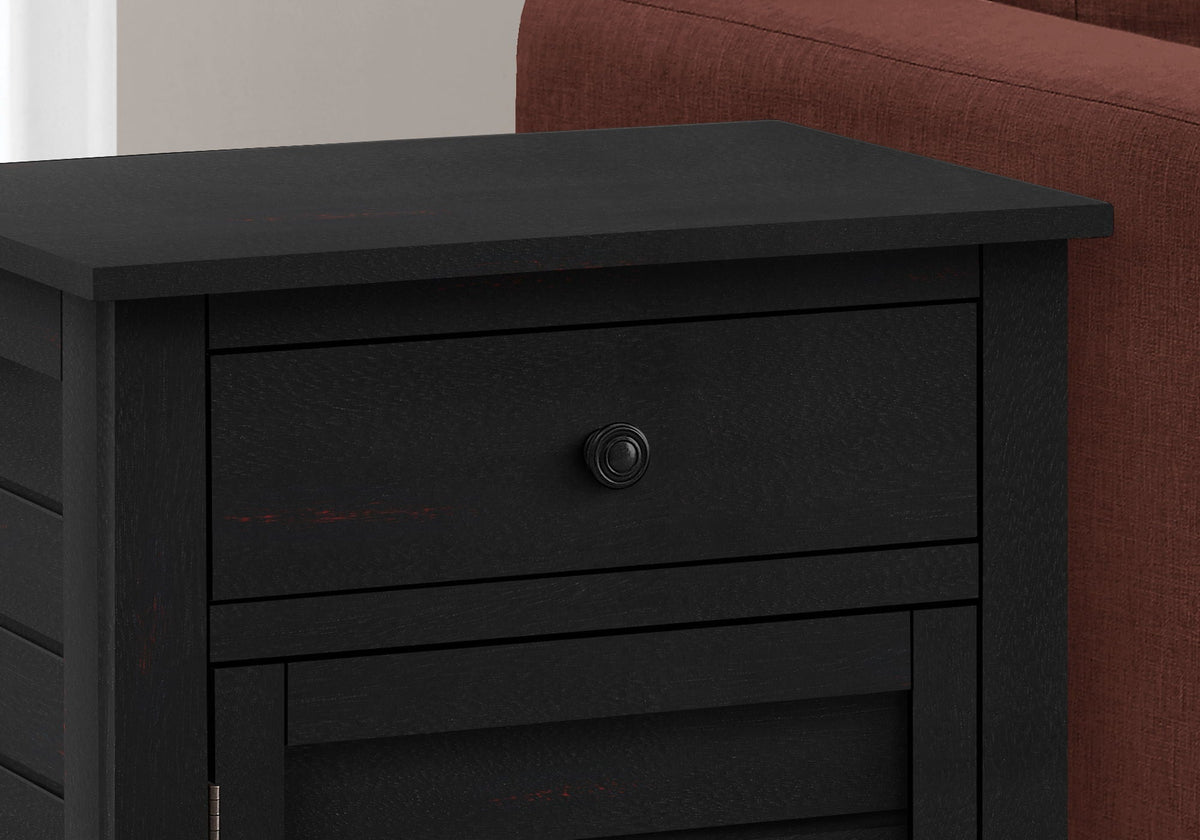 Accent Nightstand with Storage Drawer - Transitional Style - Black, Gray or Dark Green