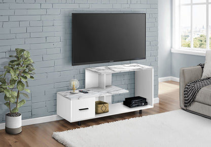 Contemporary TV Stand with Storage Drawer - Light Brown, Black, or White