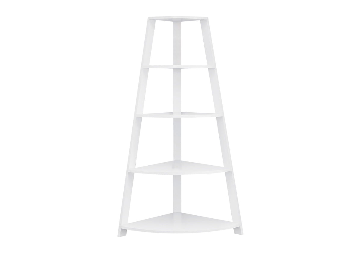 4-Tier Corner Bookshelf with 4 Fixed Shelves - White or Light Brown