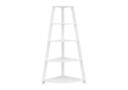 4-Tier Corner Bookshelf with 4 Fixed Shelves - White or Light Brown