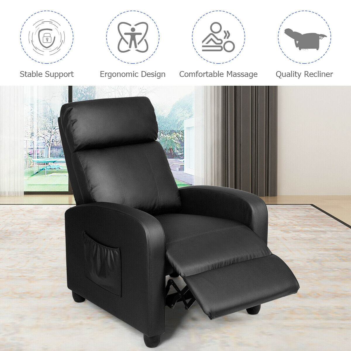 Recliner Sofa Wingback Chair with Massage Function