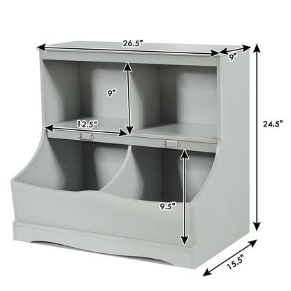 Kids Floor Cabinet Multi-Functional Bookcase -Gray