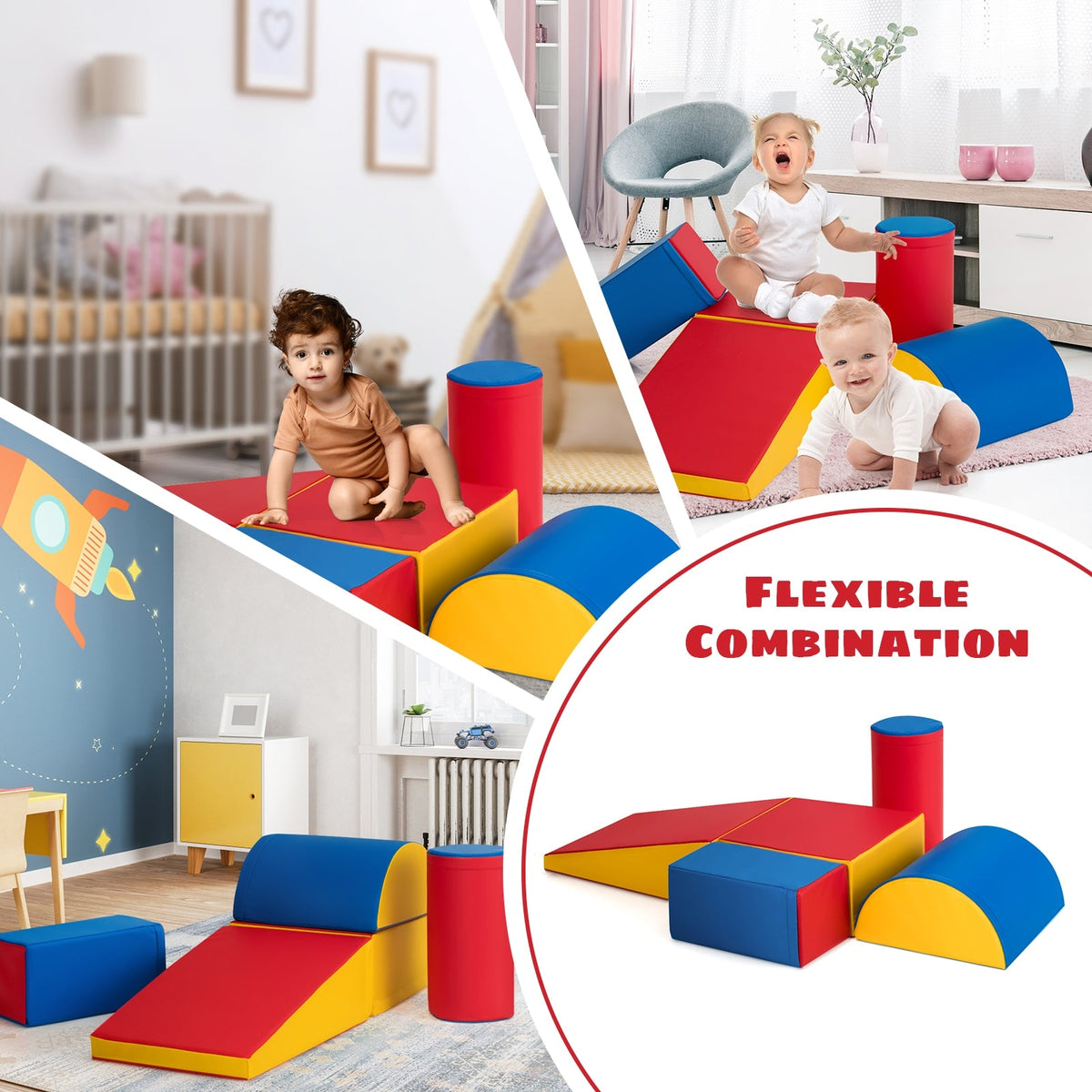 5-Piece Set Climb Activity Play Safe Foam Blocks-Red