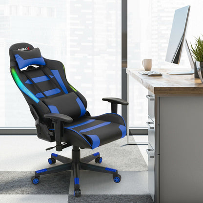 Adjustable Swivel Gaming Chair with LED Lights and Remote