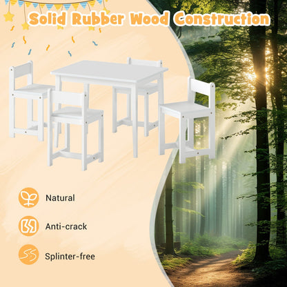 5-Piece Kids Table and Chairs Set Solid Rubber Wood Toddler Activity Table