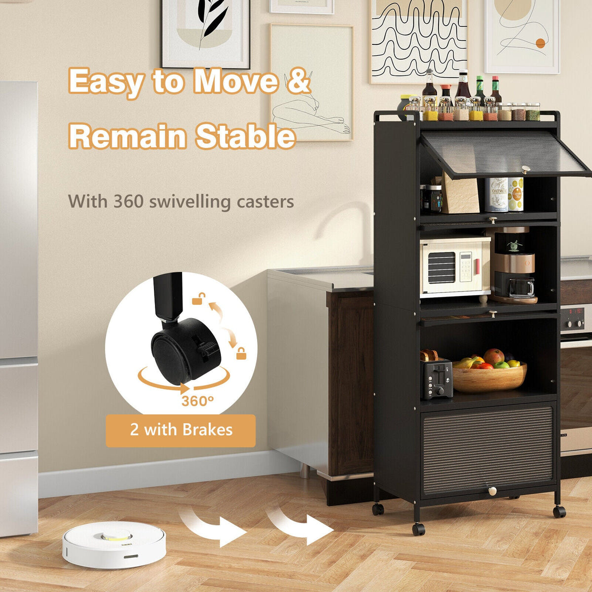 5-Tier Kitchen Baker's Rack with Flip-up PC Doors