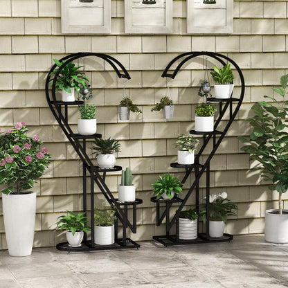 5 Tier Metal Plant Stand with Hanging Hook for Multiple Plants