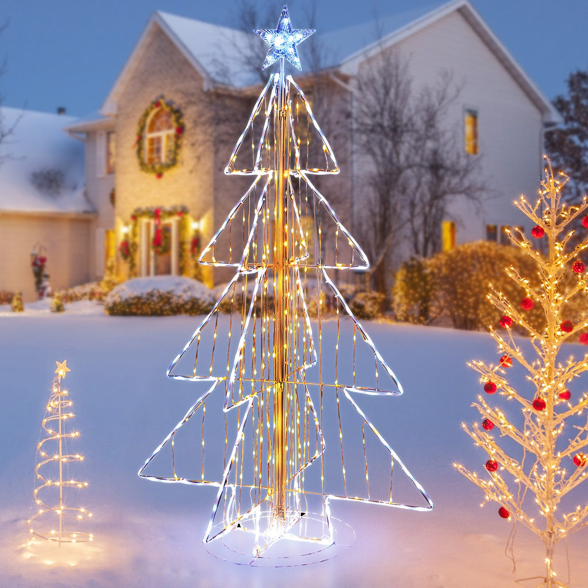 5 Feet Animated Christmas Tree with Warm and Cold LED Lights