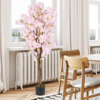 5 FT Tall Artificial Cherry Blossom Tree with Pink Flowers