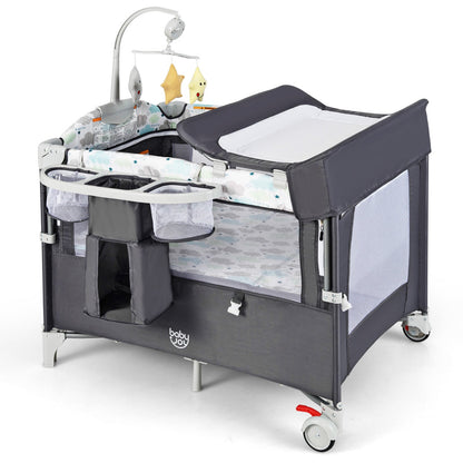 5-in-1 Portable Pack and Play with Diaper Changing Table