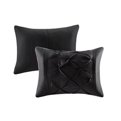 7 Piece Tufted Comforter Set Black Queen