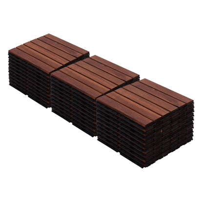 Striped Interlocking Deck Tiles with Waterproof Design - Brown, Gray, Light Brown