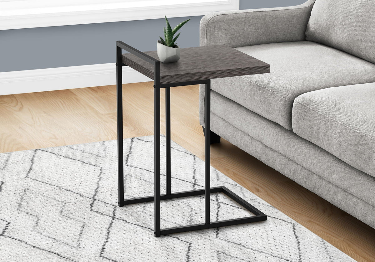 C-Shaped Accent Table with Metal Base - Versatile Wood-Look Top