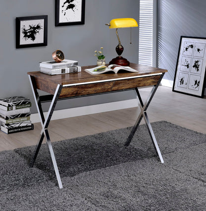 Weathered Writing Desk with Chrome Legs - Oak